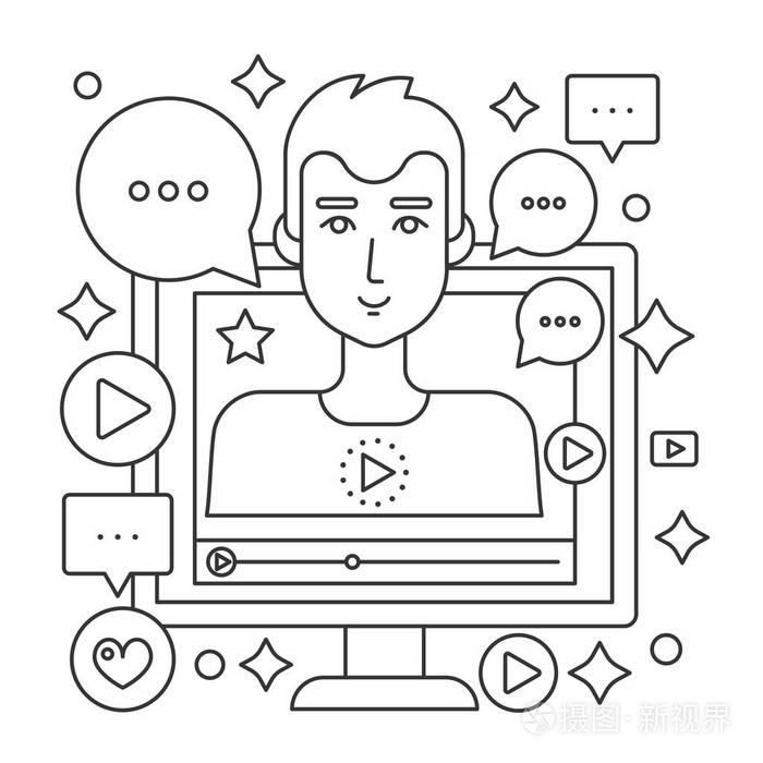 轮廓描边矢量图插画-正版商用图片11f08b-摄图新视界