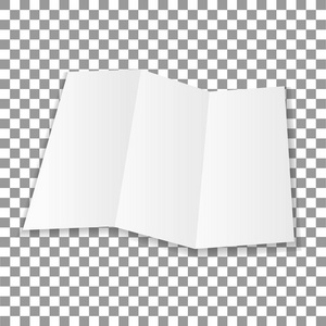空白折叠单张白纸。板带软阴影, 在透明背景下隔离。矢量