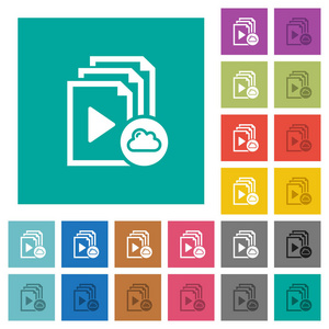 云播放列表正方形平面多色图标