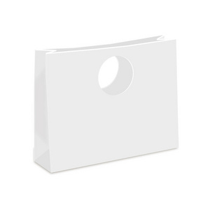 空白站立袋子零食袋子与把柄.模拟, 模板.在白色背景上隔离的插图.