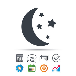 月亮和星星的图标。晚上睡眠标志