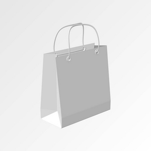 带绳子手柄的礼品袋, 白色背景.矢量插图照片