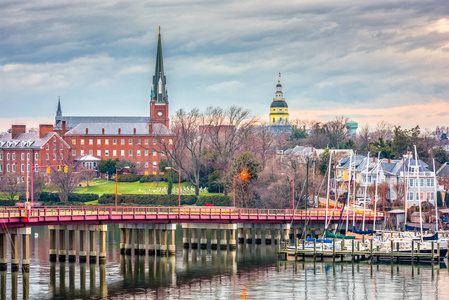 s Church viewed over Annapolis Harbor and Eastport Bridge.