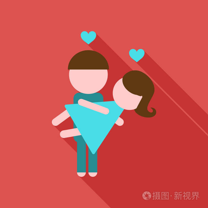 男人抱着女孩恋人情人节day142月卡通风格男孩和女孩爱的宣言浪漫感情