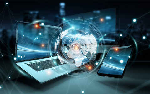 在现代科技设备 3d 渲染的全球服务器接口相似素材图片-摄图新视界