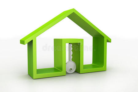 家和钥匙，房子出租的概念