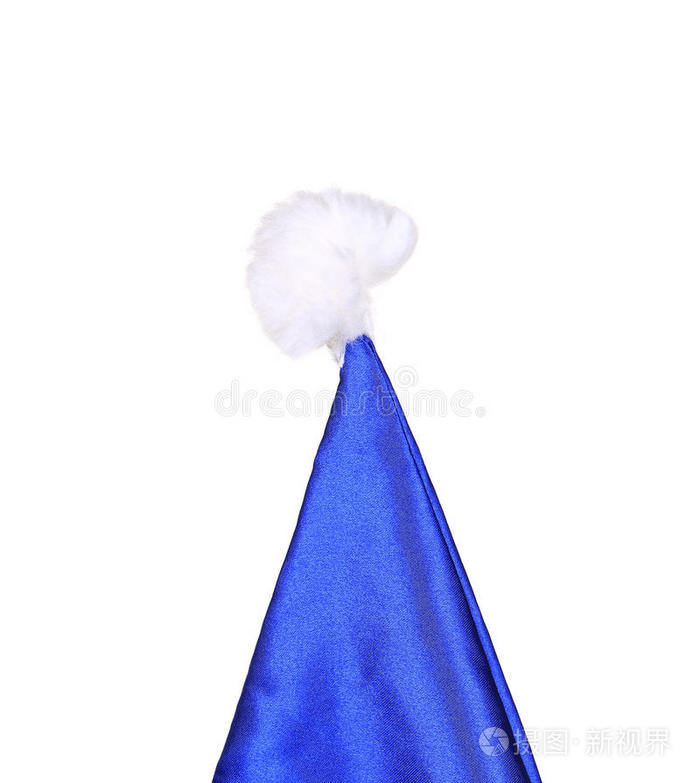 圣诞老人圆锥形蓝色帽子的顶部