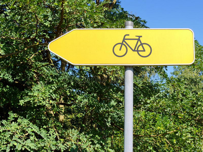 自行车路线黄色标志