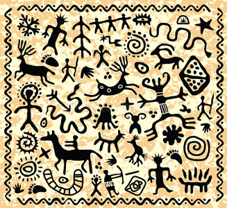 有耕种岩画图片-有耕种岩画素材-有耕种岩画插画-摄图新视界