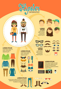 时尚设计元素的hipster信息图形