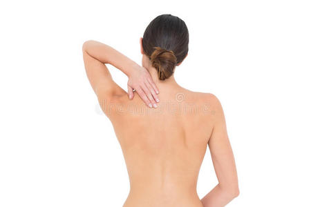 无上装肩痛女性的后视图图片