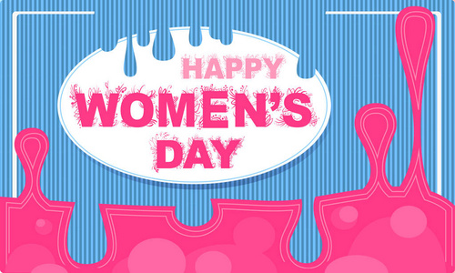 矢量粉红色蓝色纹理卡片快乐妇女日与框架和 dr