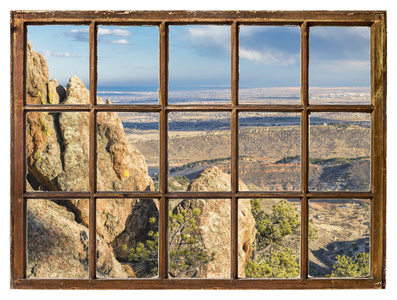 岩石和科罗拉多山麓玻璃门视图图片