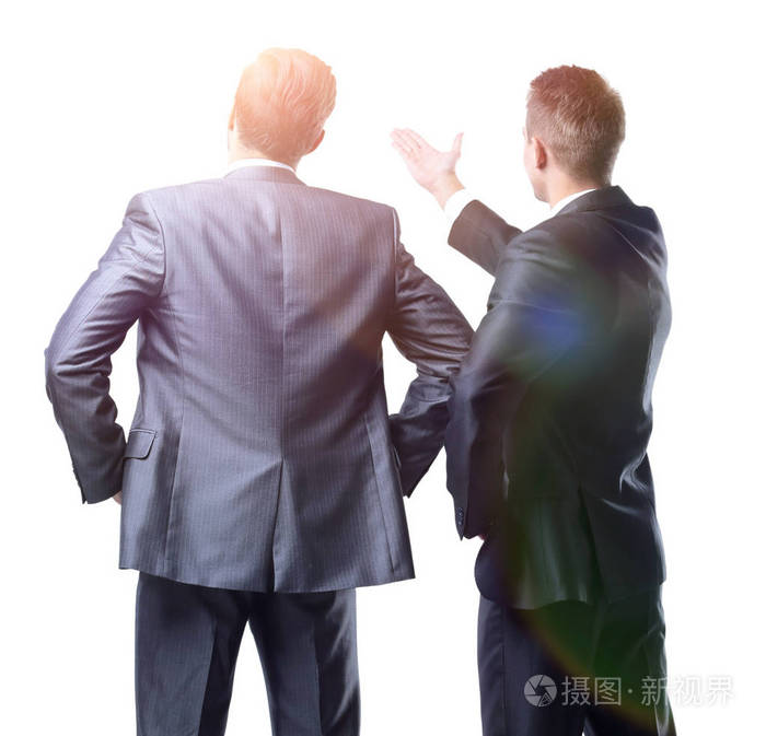 两个商人朝前方后方的看法