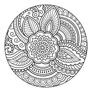 成人和儿童抗应激着色. 黑白涂鸦图案. 手绘矢量插图.照片