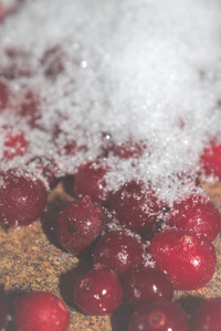 冷冰冰红浆果蔓越莓在桌子上