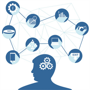 连接人的信息图. 平面设计的插图矢量.照片