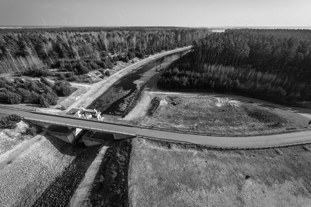 s eye view of Sornoer Canal. The surroundings of Senftenberg. Ge