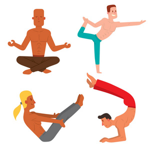 瑜伽姿势人物类矢量插画冥想男性集中人类和平运动生活方式放松健康锻炼