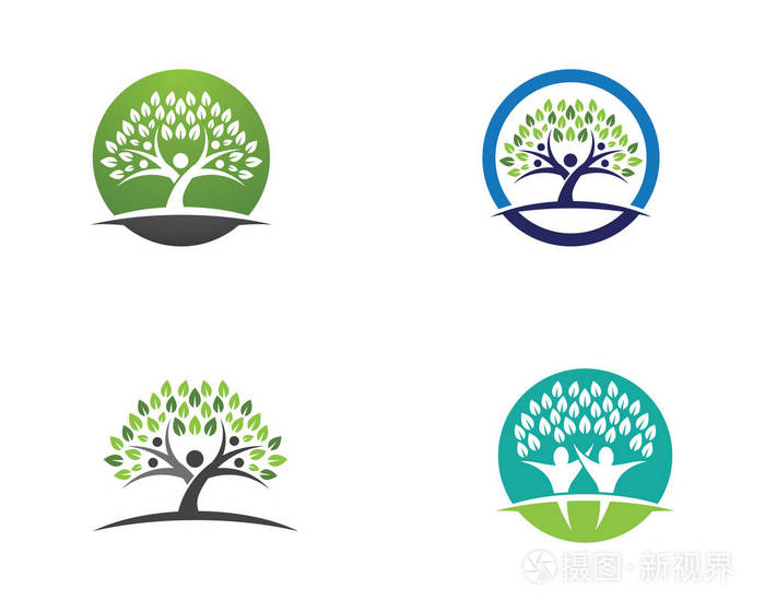 家庭树符号图标标志设计