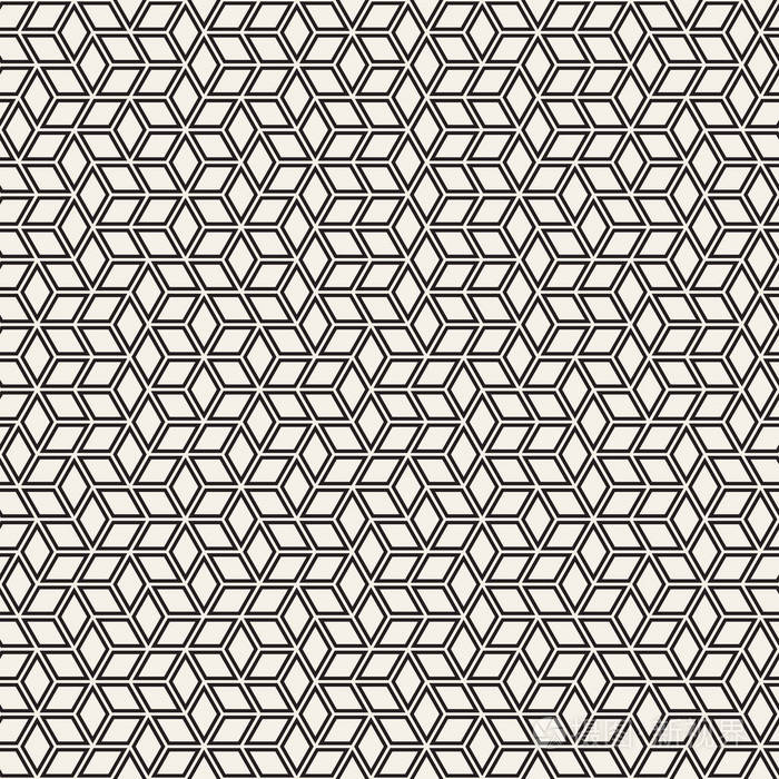 矢量无缝条纹图案现代时尚的质感与单色格架重复几何六边形网格简单