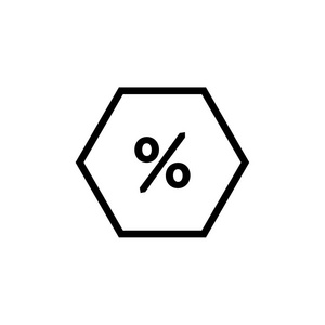 在白色 backg 上隔离的折扣百分比图标线条轮廓样式