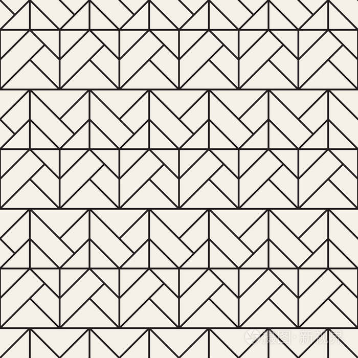 矢量无缝格子图案.现代时尚的纹理与单色格子.重复几何网格.
