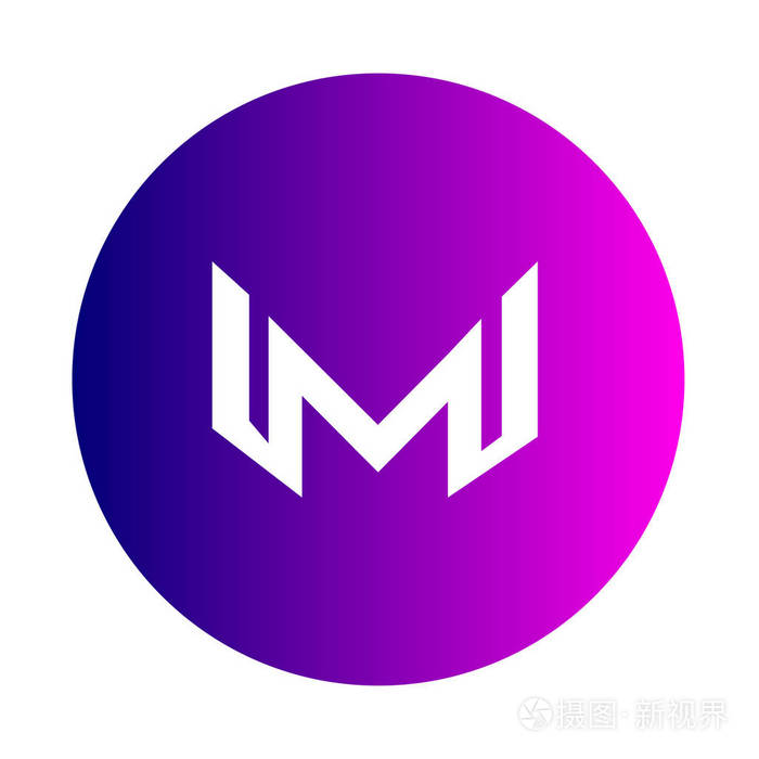 m 标志矢量字体.未来的提纲字母.高品质线
