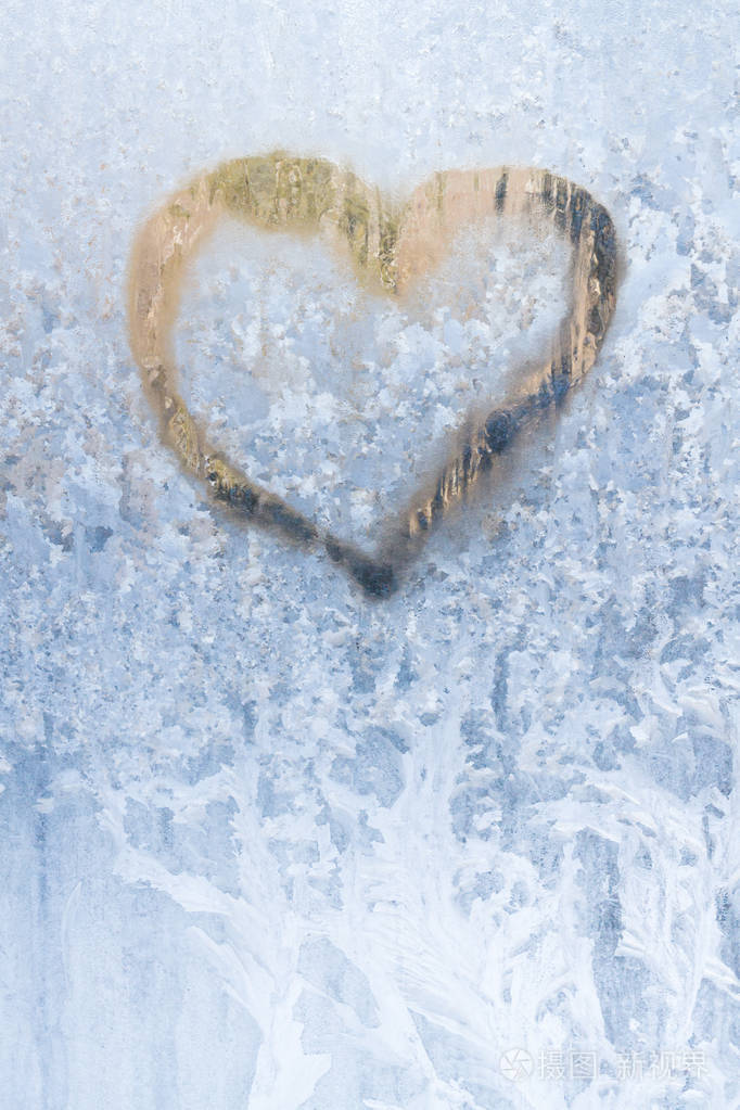冰窗冰冻模式下的寒冷冬天的心