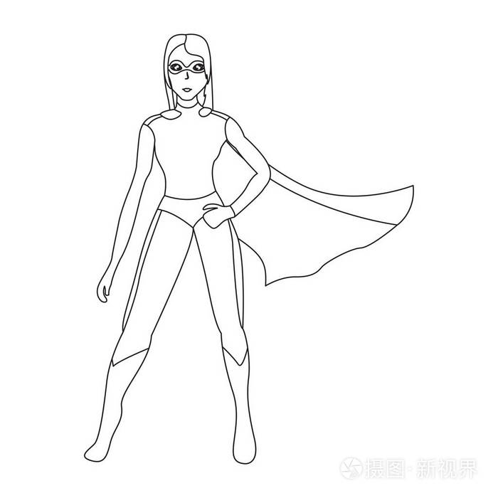 女超人卡通人物素描插画-正版商用图片11j33s-摄图新视界