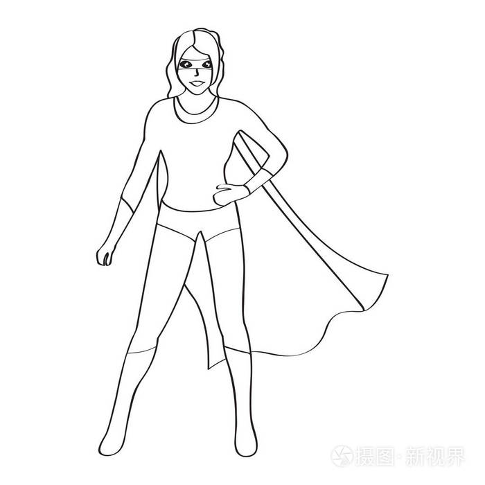 女超人卡通人物素描插画 正版商用图片11j3cu 摄图新视界