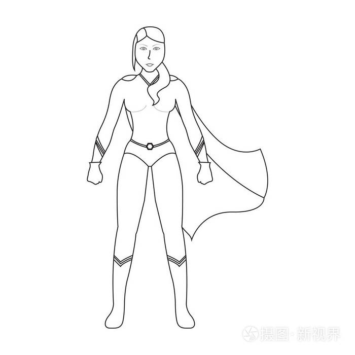 女超人卡通人物素描插画-正版商用图片11j3ev-摄图新视界