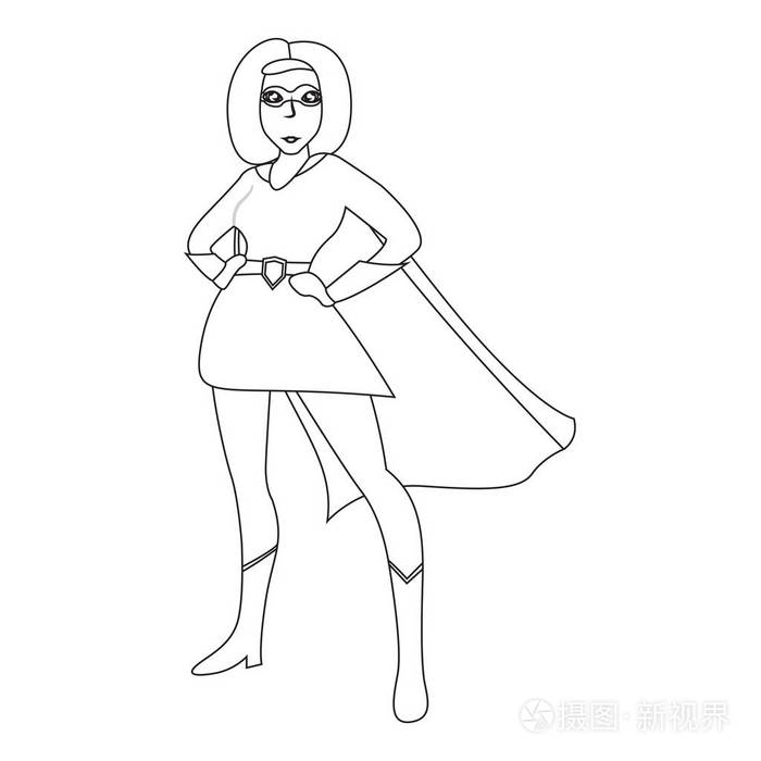女超人卡通人物素描插画-正版商用图片11j3f3-摄图新视界