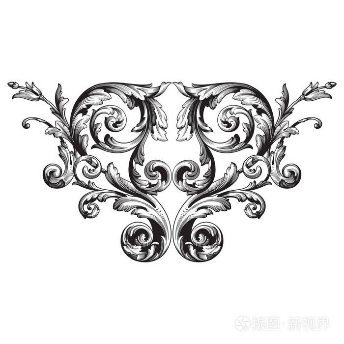 矢量巴洛克式点缀在维多利亚时代的风格