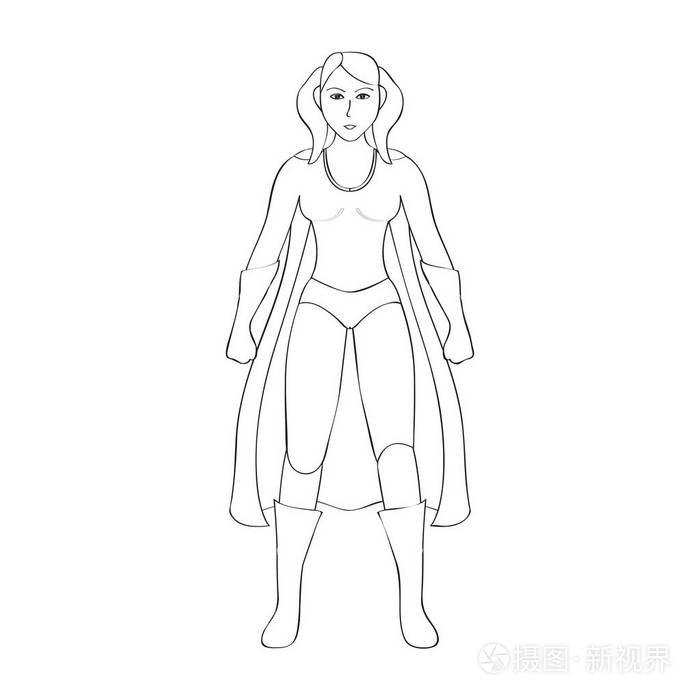 女超人卡通人物素描插画-正版商用图片11j434-摄图新视界