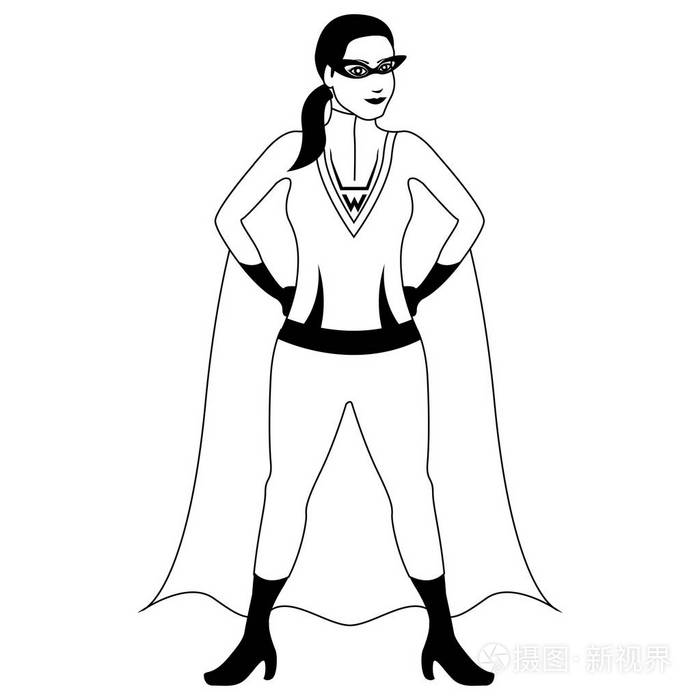 女超人卡通人物素描插画-正版商用图片11j78g-摄图新视界