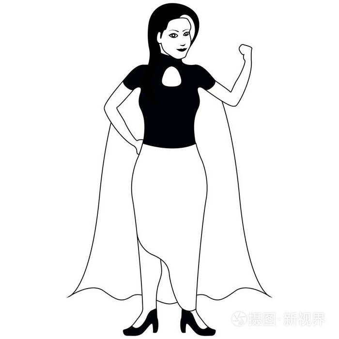 女超人卡通人物素描插画-正版商用图片11j78z-摄图新视界