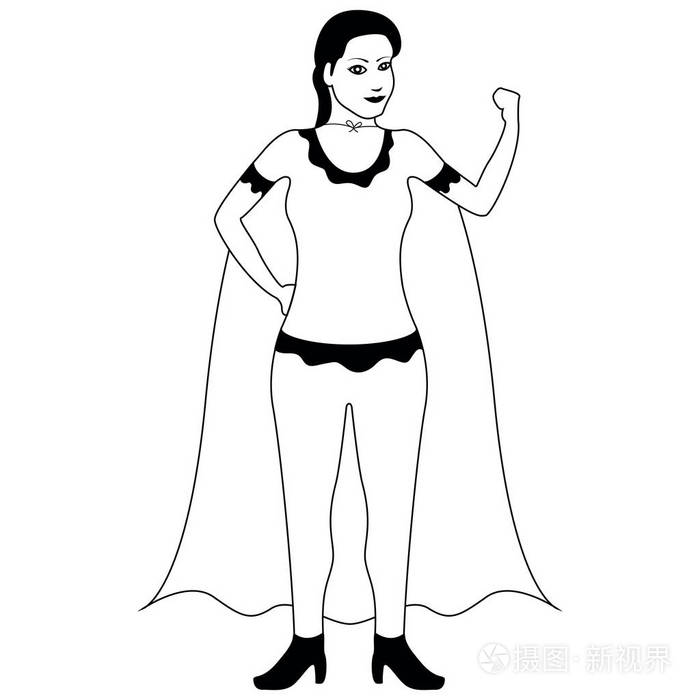 女超人卡通人物素描插画-正版商用图片11j7ct-摄图新视界