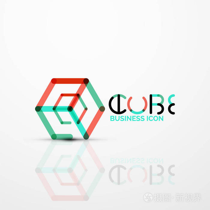 立方体想法概念标志, 线