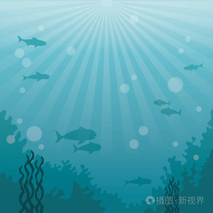 多彩的背景海洋景观海底海洋生活插画 正版商用图片11j8ao 摄图新视界