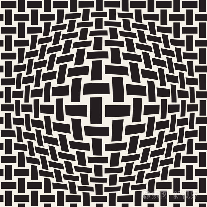 半色调膨胀效应光学错觉抽象的几何背景设计矢量无缝黑白图案