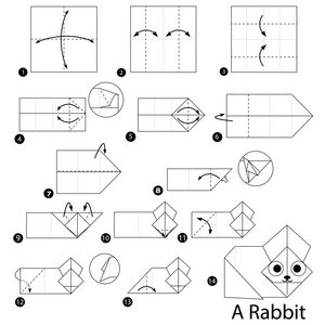 一步一步的说明如何使折纸兔子
