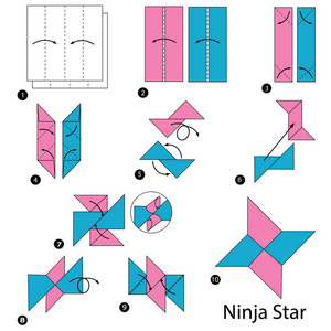 一步一步地说明如何使折纸成为忍者明星