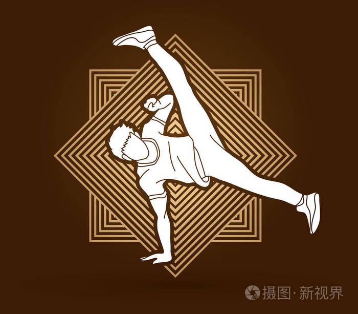 街头舞蹈男童舞蹈街舞动作设计线上广场背景图形矢量