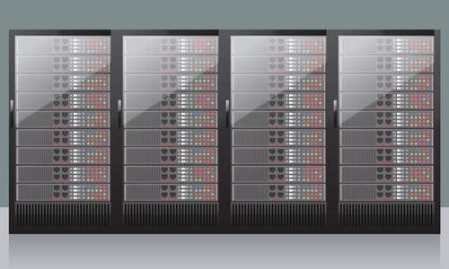 网络服务器计算机硬件技术被隔离在白色背景上。现实向量