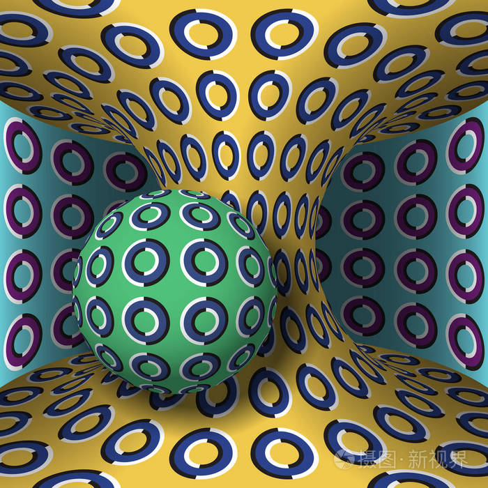 光学运动错觉例证球面是围绕一个移动的双曲面旋转抽象幻想背景的超