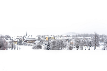 阿尔滕贝格市在冬季的雪景