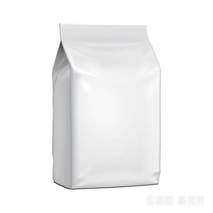 空白站起来袋小吃袋.模拟, 模板.在白色背景上隔离的插图.