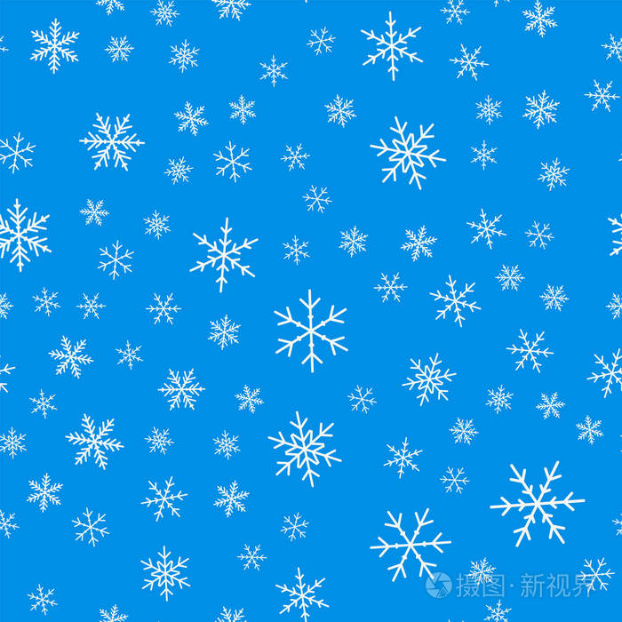 蓝色圣诞背景下的淡蓝色雪花无缝花纹插画-正版商用图片11jpnx-摄图新