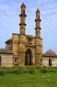 雅米清真寺 清真寺 的外部视图, 教科文组织保护 ChampanerPavagadh 考古公园, 古吉拉特, 印度。日期为